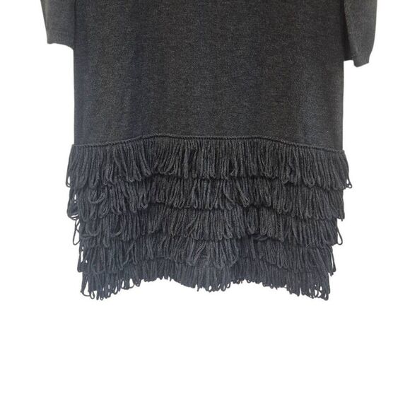 Calvin Klein Women's Heather Black Acrylic/Poly Scoop Neck 3/4 Sleeves Looped Fr - Picture 10 of 11